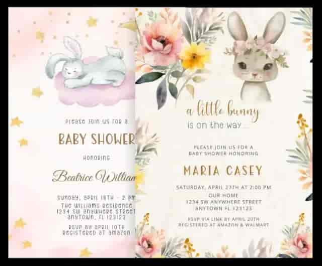 Bunny baby shower invitations