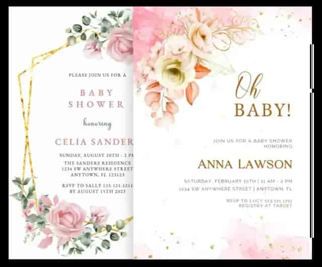 Floral baby shower invitations