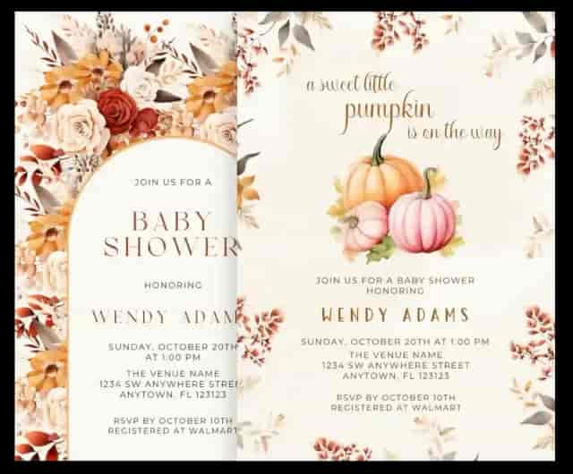 Fall baby shower invitations