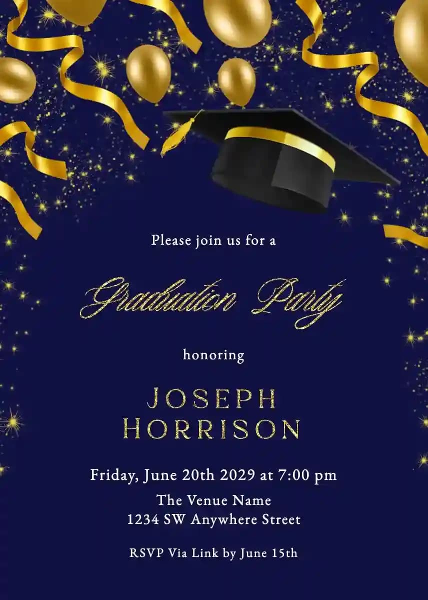 Midnight Gleam - Graduation Party Invitations with RSVP