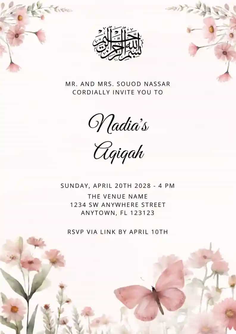 Pink floral and butterfly