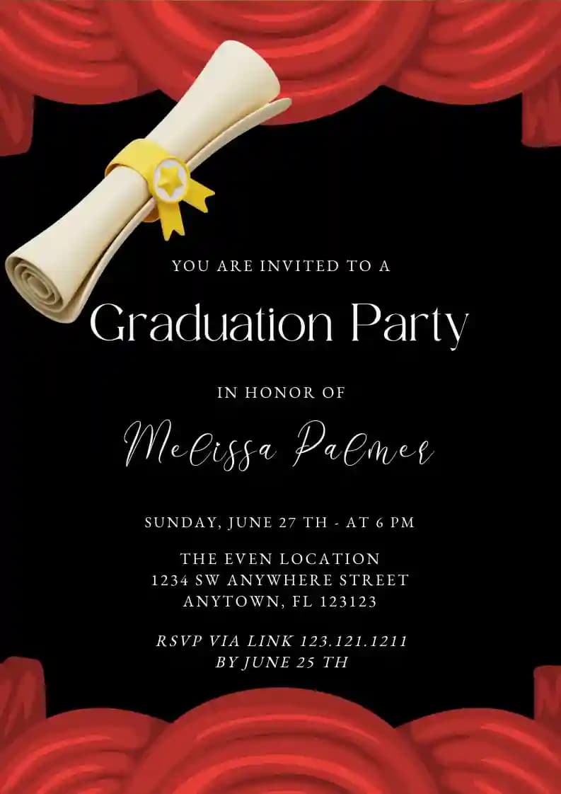 Graduation Charter - Graduation Party Invitations with RSVP