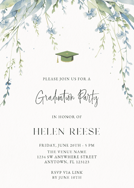 Delicate meadow flowers - Graduation Party Invitations with RSVP