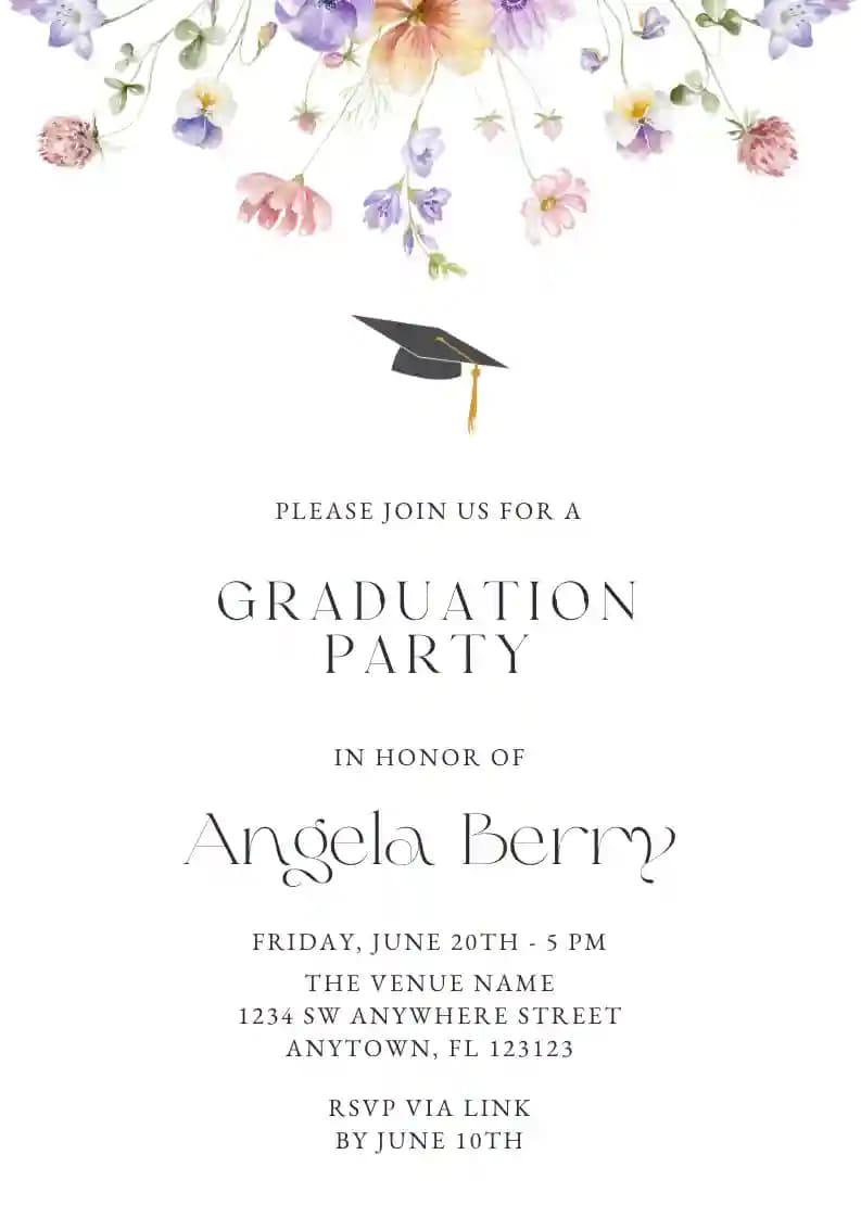 Wildflower - Graduation Party Invitations with RSVP
