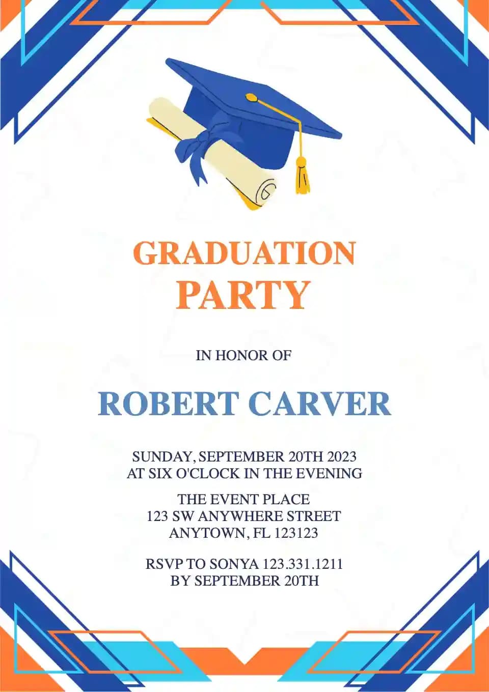 Geometric corner shape - Graduation Party Invitations