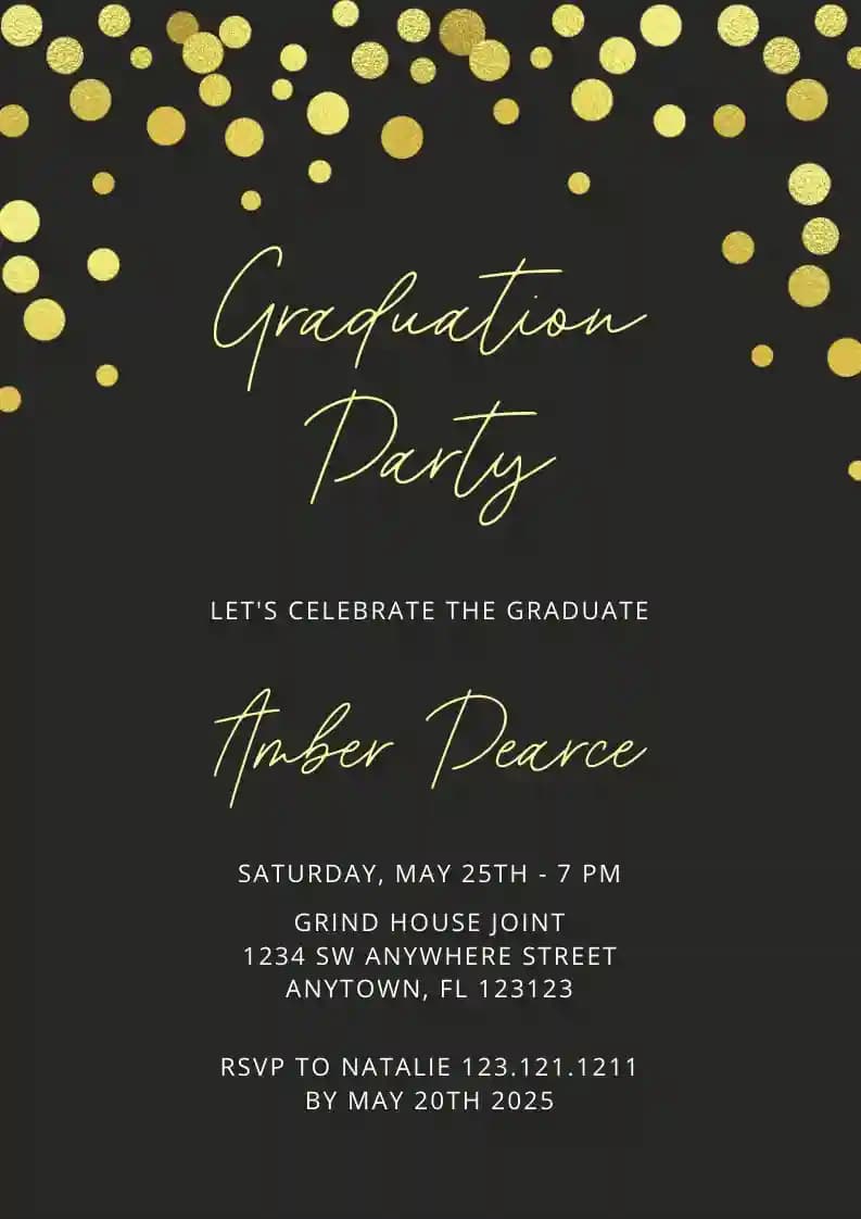 Gold dots glitter - Graduation Party Invitations