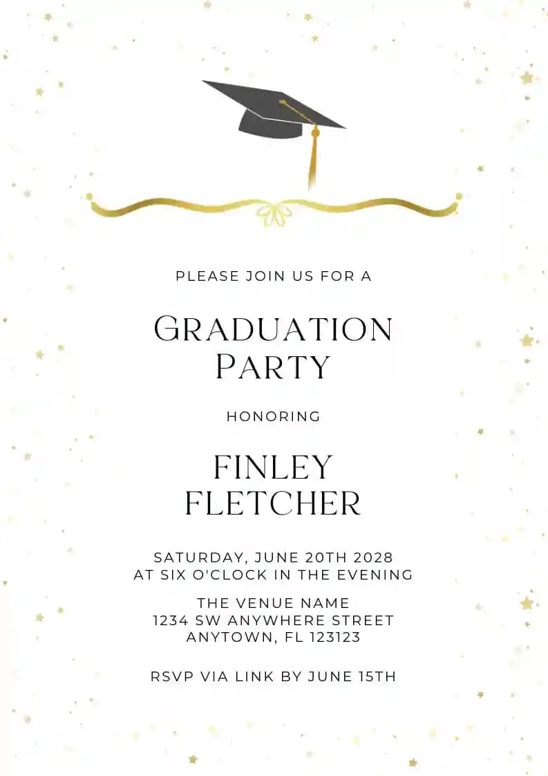 Minimalist graduation hat - Graduation Party Invitations with RSVP
