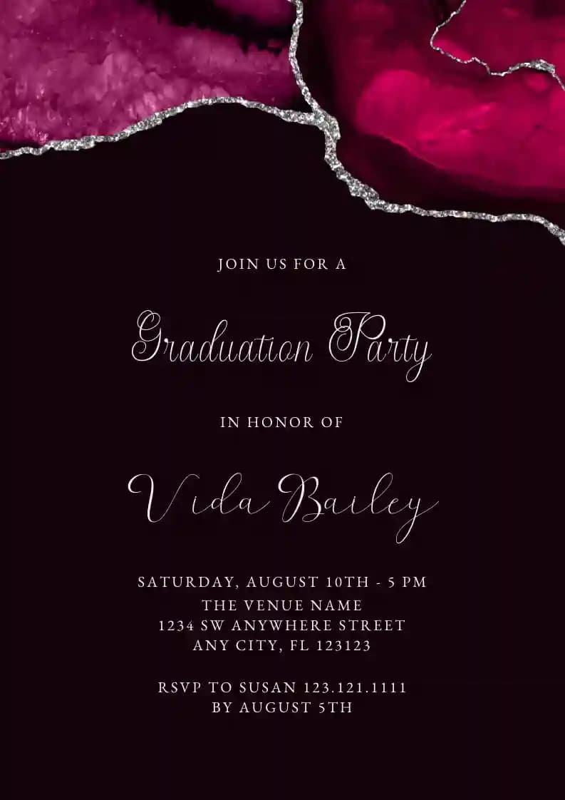 Burgundy agate - Graduation Party Invitations