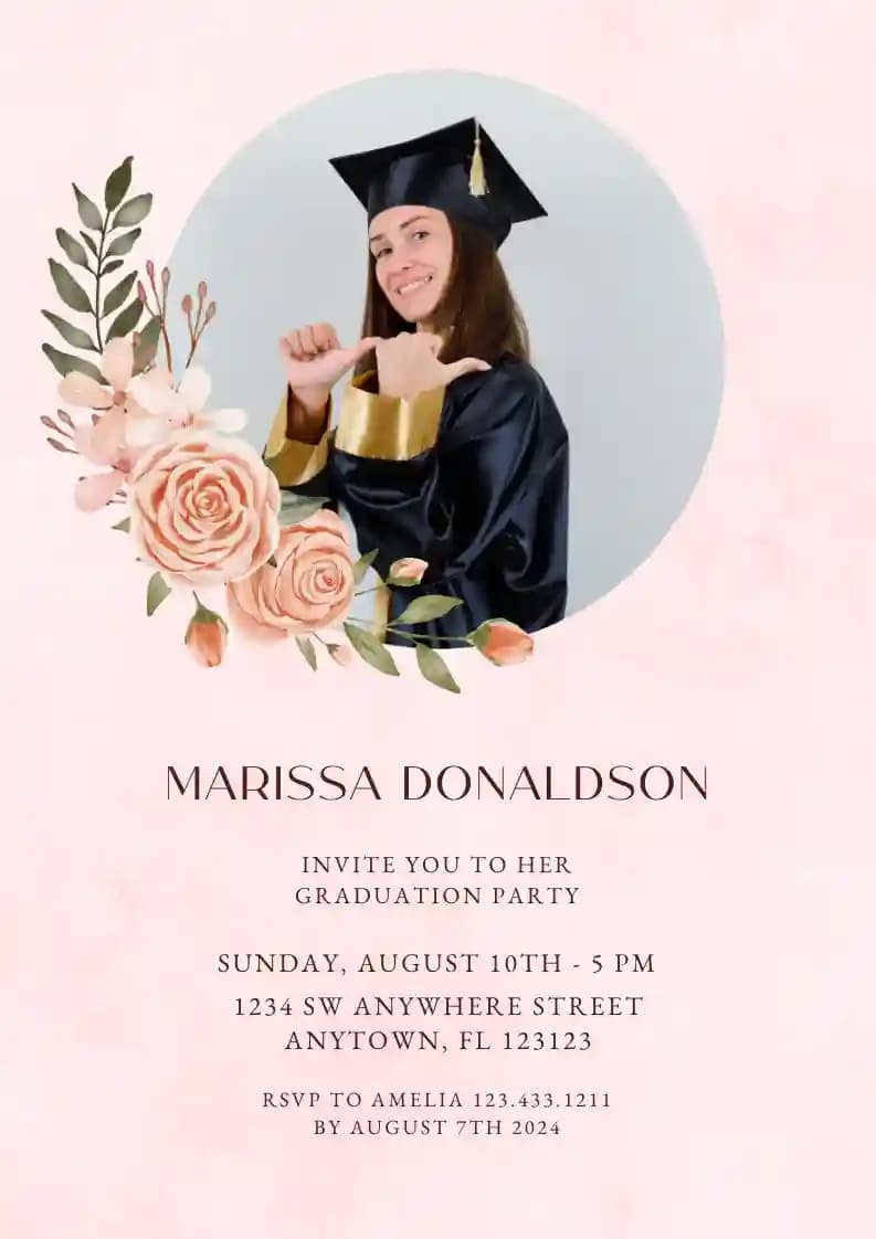 Sweet peach flower - Graduation Party Invitations with RSVP
